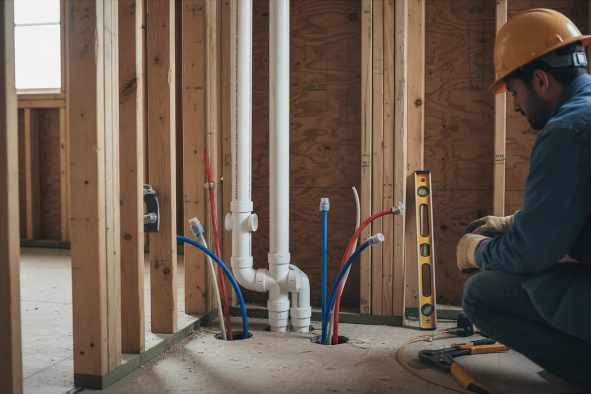 Drain and supply rough-in during Leak Detection in Charlestown